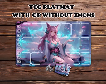 Riftbound playmat, Magic the Gathering TCG - 24" x 14"，Mystic Fox Mage,riftbound sleeve