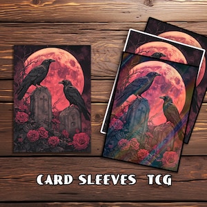 Mtg Card Sleeves, Gothic Blood Moon Ravens Card Sleeves, Top Quality & Detailed TCG Sleeves, Magic: The Gathering Accessories