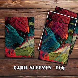 Mtg Card Sleeves,Mythic Dragon Trio Card Sleeves, TCG Card Sleeve Protector, Top Quality Magic Sleeves，MTG gamer gift