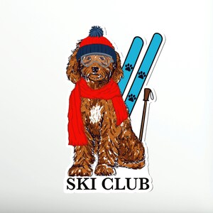 Goldendoodle étanche résistant aux intempéries Doodle maman autocollant voiture vinyle décalcomanie chien amoureux cadeau Ski Club
