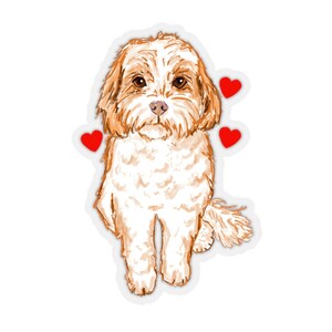 Cavapoo pegatina original ilustración planificador escuela vinilo calcomanía perro amante regalos Cavapoo mamá mamá perro pegatina personalizada día de San Valentín
