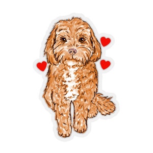 Cavapoo pegatina original ilustración planificador escuela vinilo calcomanía perro amante regalos Cavapoo mamá mamá perro pegatina personalizada día de San Valentín