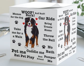 Bernese Mountain Dog Note Cube Sticky Notes Berner Mom Gift Custom Funny Silly Humorous Sticky Notes Swiss Cattle Dog