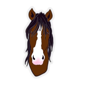 Sticker cheval bai Illustration originale chevaux poney Art équine amusant mignon planificateur équestre Sticker vinyle cadeaux amateurs de chevaux cheval sympathie