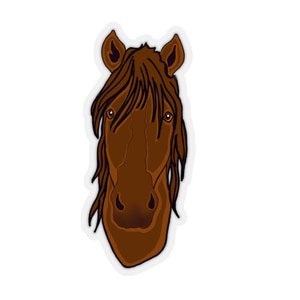 Sticker cheval châtaigne Illustration originale chevaux poney Art équine amusant mignon planificateur équestre Sticker vinyle cadeaux sympathie pour les amateurs de chevaux
