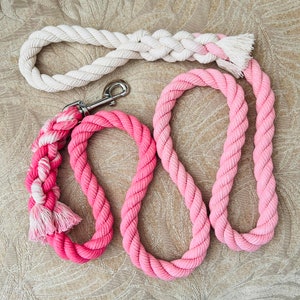 Pink Cotton Rope Dog Leash American Made Hand Crafted Custom Pet Leash Dog Leash Gift Dog Lover New Puppy Dog Mom DIY Dye Ombré Leash