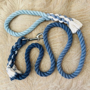Blue Cotton Rope Dog Leash American Made Hand Crafted Custom Pet Leash Dog Leash Gift Dog Lover New Puppy Dog Mom DIY Dye Ombré Leash