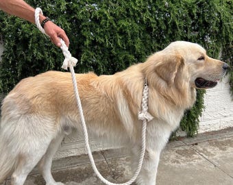 Cotton Rope Dog Leash American Made Hand Crafted Custom Pet Leash Dog Leash Gift Dog Lover New Puppy Dog Mom DIY Dye Ombré Leash Natural