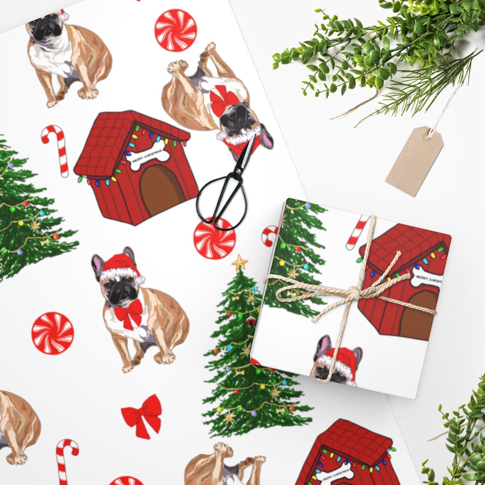 French Bulldog Christmas Wrapping Paper 