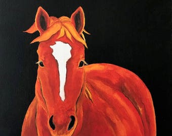 Midnight Horse Original Oil Painting by Debra Alouise Equine Horses Art Pet Animals Art Home Decor