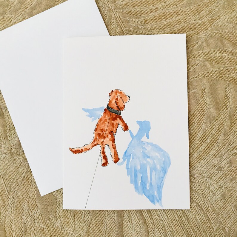 Angel Wings Goldendoodle Dog Puppy Card Art Original Watercolor Painting Adopt Dog Sympathy Card Condolence Pet Loss Labradoodle Pets Doodle Paper Paper Party Supplies Puzzles Design Media De