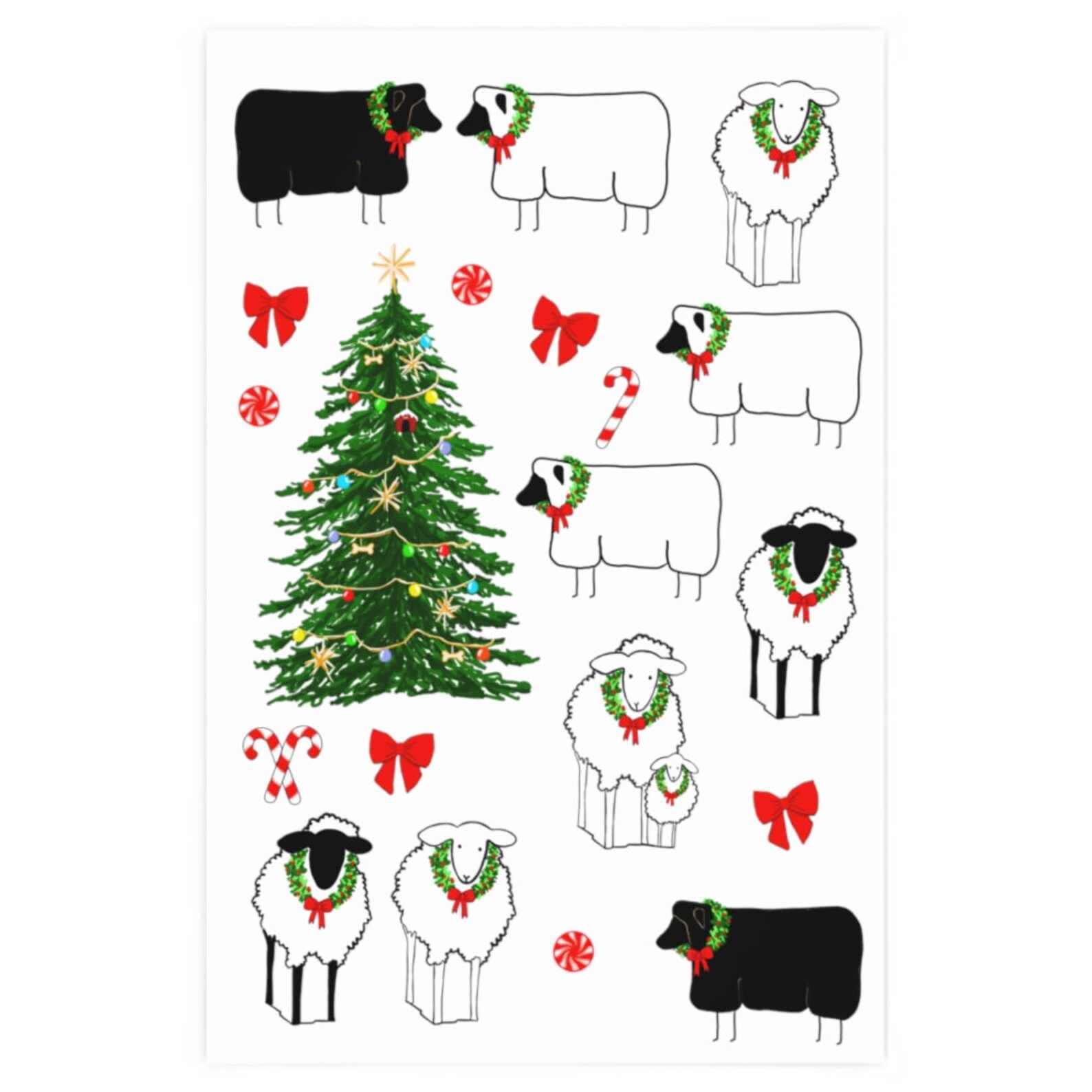 Christmas Sheep Wrapping Paper Gift Wrap Custom Wrapping Paper Etsy