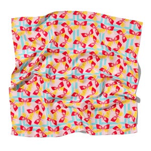 Mulberry Silk Butterfly Scarf: Pink & Red Graphic Print, 36&quot;x36&quot;