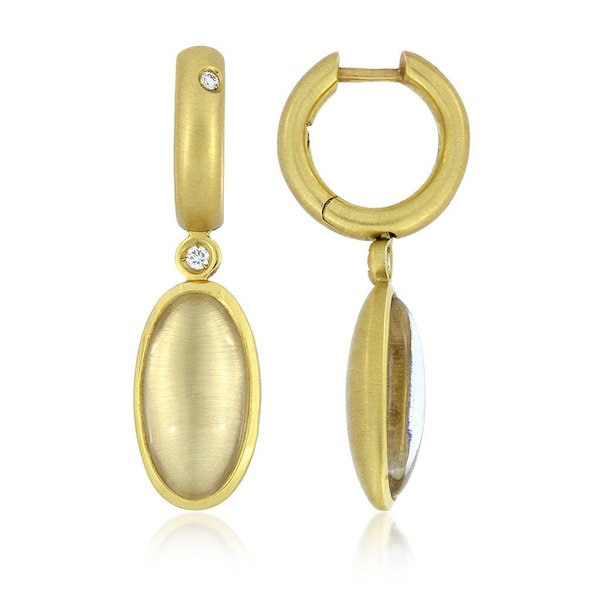 H Stern 18K Matte Finish Yellow Gold Justine Quartz Dangle Earrings