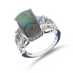 Sterling Silver Labradorite and Topaz Ring
