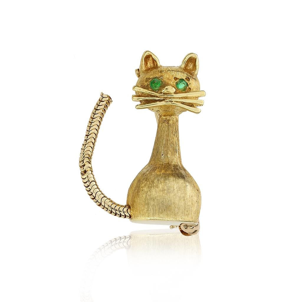 Spilla A Forma Di Gatto Con Cristalli Tied By Love - Oro, Mini, Brillante