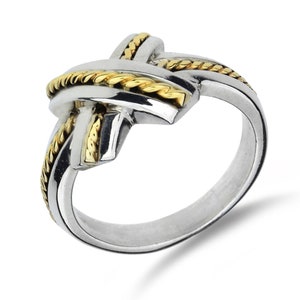 Precious 14K Yellow Gold & Sterling Silver X Ring