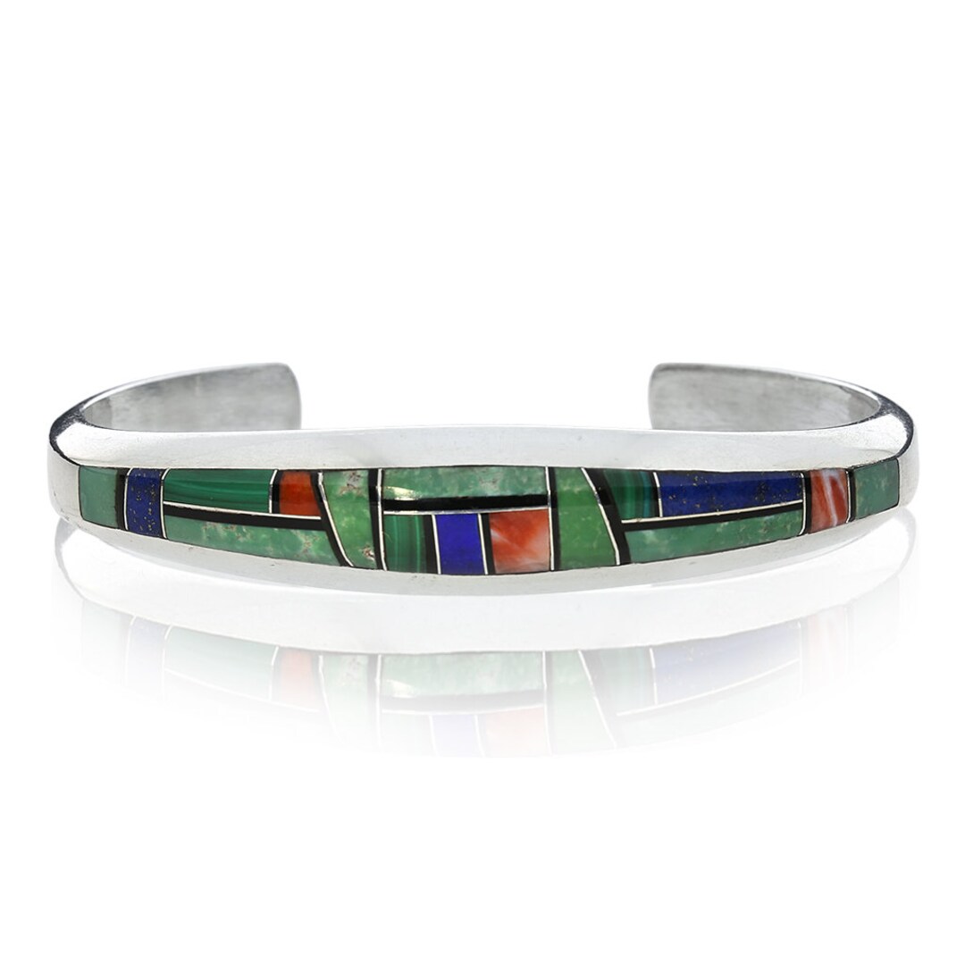 チ*ー様 NAVAJO Pete Sierra インレイ　ターコイズ　カフ　バン Pete Sanchez Sterling Silver Isleta Pueblo Vintage Native American