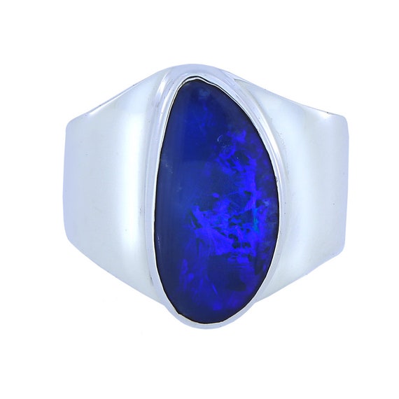 Sterling Silver Semi-Black Opal Ring - image 3