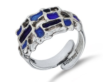 David Andersen designer Karl Jorgen Otteren Brutalist Sterling Silver Enamel Ring