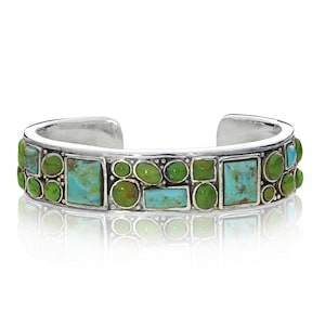 Southwest Style Vintage Sterling Silver Turquoise Cobblestone Cuff