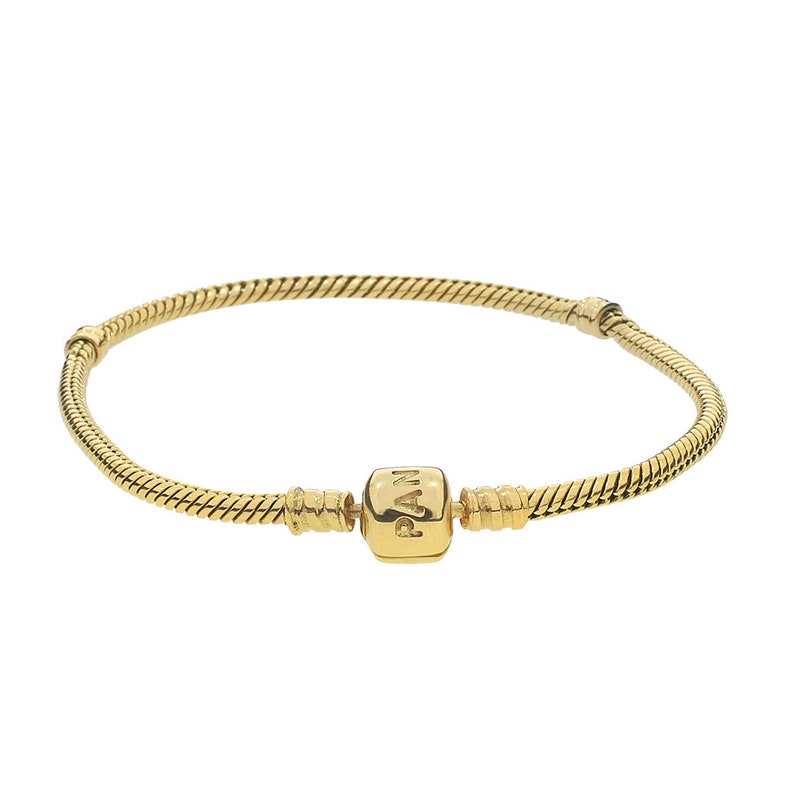 Pandora 14K Yellow Gold Snake Link Charm Bracelet Etsy