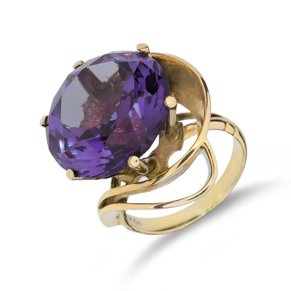 Vintage 14K Yellow Gold Color Change Sapphire Ring - image 1