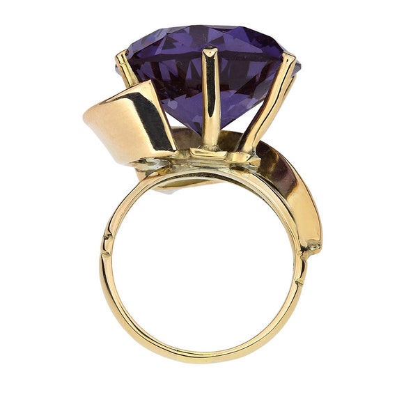 Vintage 14K Yellow Gold Color Change Sapphire Ring - image 4