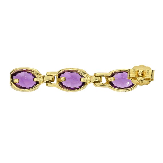 14K Yellow Gold Amethyst Dangle Earrings - image 4