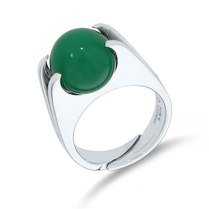 David Andersen Vintage Modernist Rotating Green Chrysoprase Ball Sterling Ring