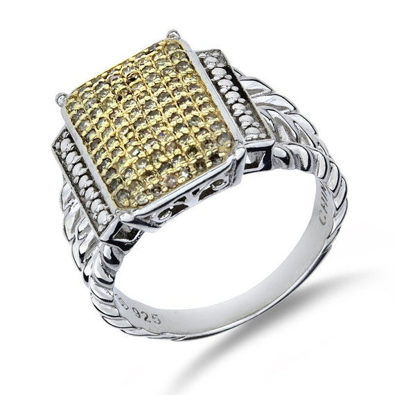 Sterling Silver .46ctw Diamond Rectangular Cushio… - image 1