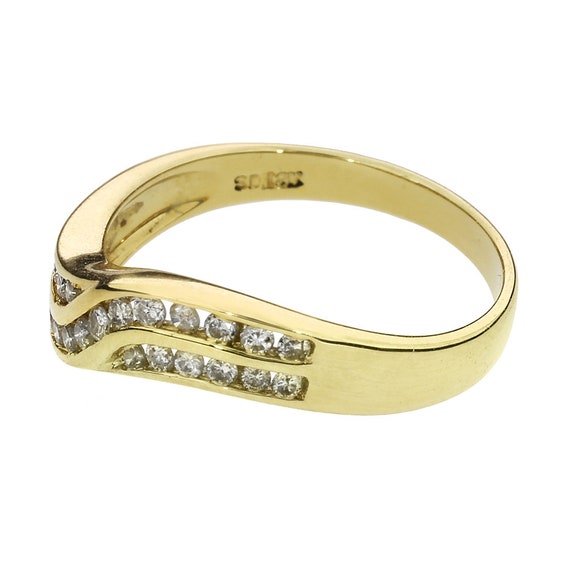 14K Yellow Gold Diamond 2 Row Crossover Band - image 4