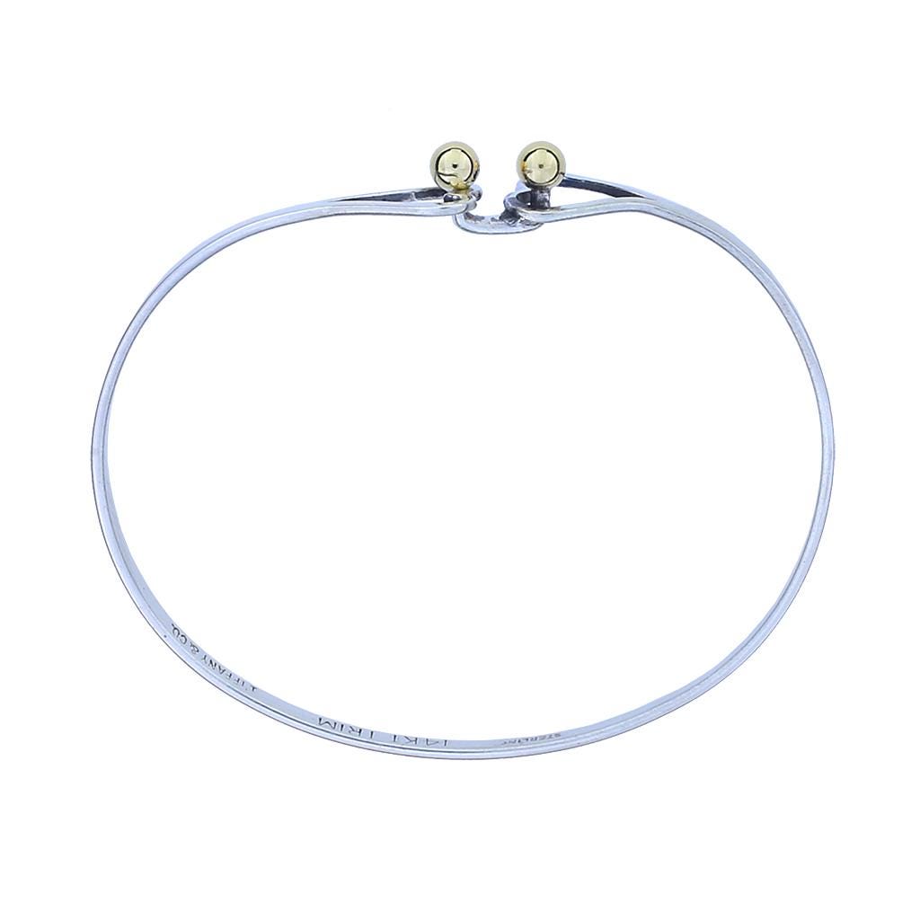 ティファニー　シルバー　ゴールド　ダブルハート　バングル　ブレスレット Tiffany & Co Logo Double Heart ティファニー ダブルハート フック