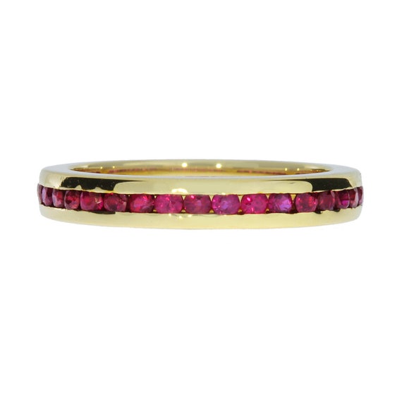 Vintage 18K Yellow Gold Ruby Eternity Ring - image 3