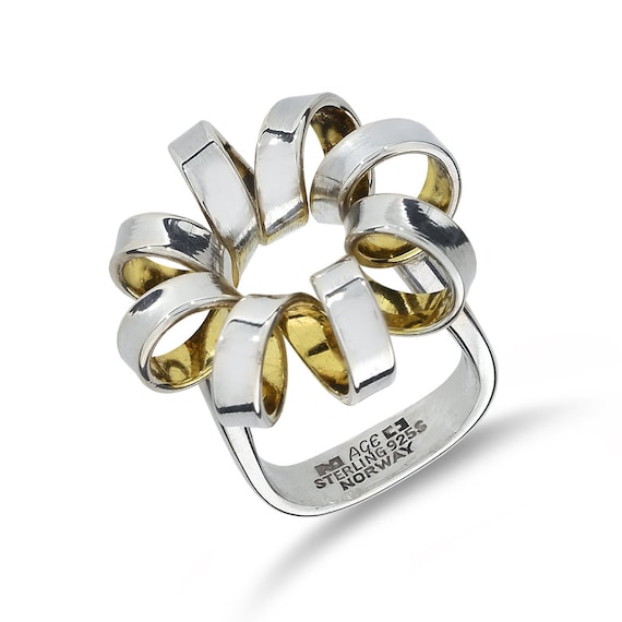 Anna Greta Eker Buzz Ring for Norway Plus Inside Gilded Modernist