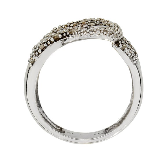 10K White Gold 2ctw Diamond Buckle Design Ring - image 4