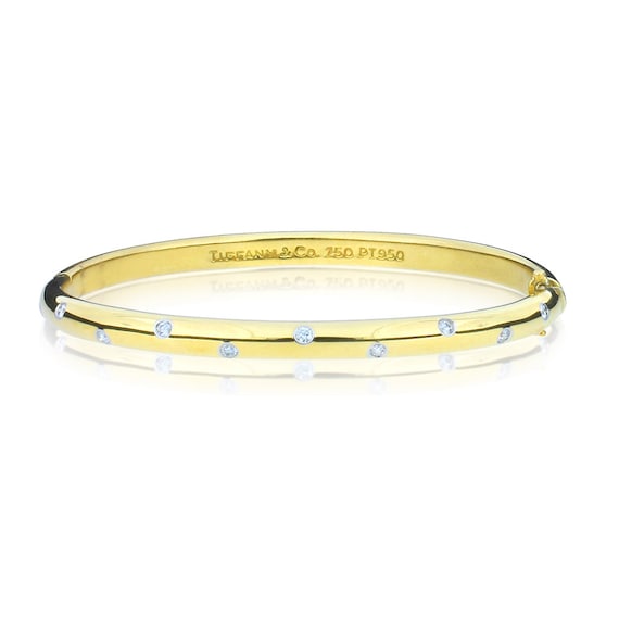 Tiffany CO. Etoile 18K Yellow Gold and Platinum Natural Diamond Hinged Bangle Etsy Canada
