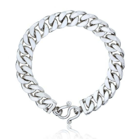 Sterling Heavy Curb Link Bracelet - image 1