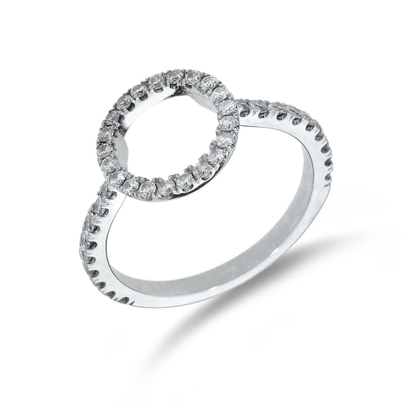 14K White Gold .51ctw Natural Diamond Open Circle 