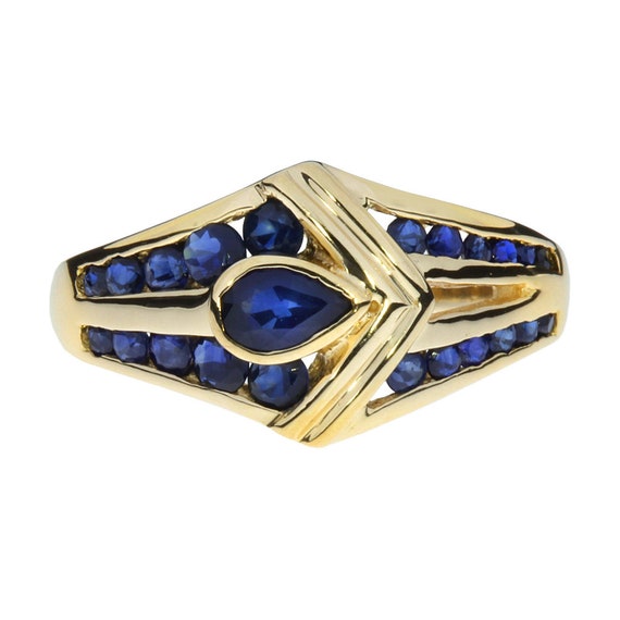 Vintage Art Deco Style 14K Yellow Gold Sapphire R… - image 3