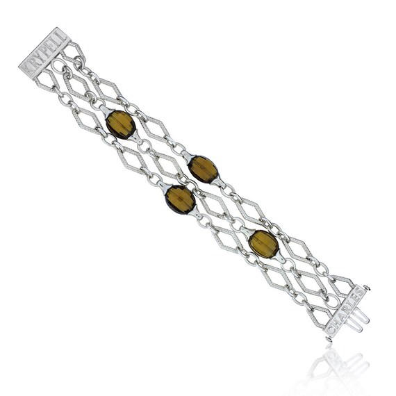 Sterling Silver Smoky Quartz, Citrine and White Topaz Bracelet Sterling Silver Smoky Quartz, Citrine and White Topaz Bracelet