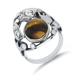 Niels Erik From Vintage Denmark Modernist Sterling Koi Bubble Fish Tigers Eye Ring