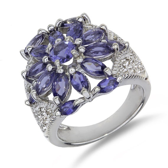 Sterling Silver 3.52ctw Tanzanite & Zircon Cluster Ring