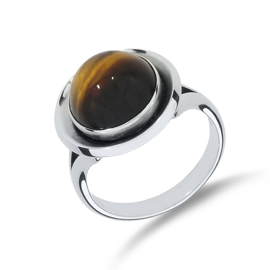 デンマーク Tiger Eye Ring / Niels Erik From Niels Erik From Vintage Denmark Modernist Tigers Eye Concentric