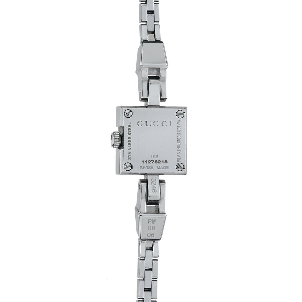 Gucci 102G Mini Stainless Steel and .16ctw Natural Diamond Black