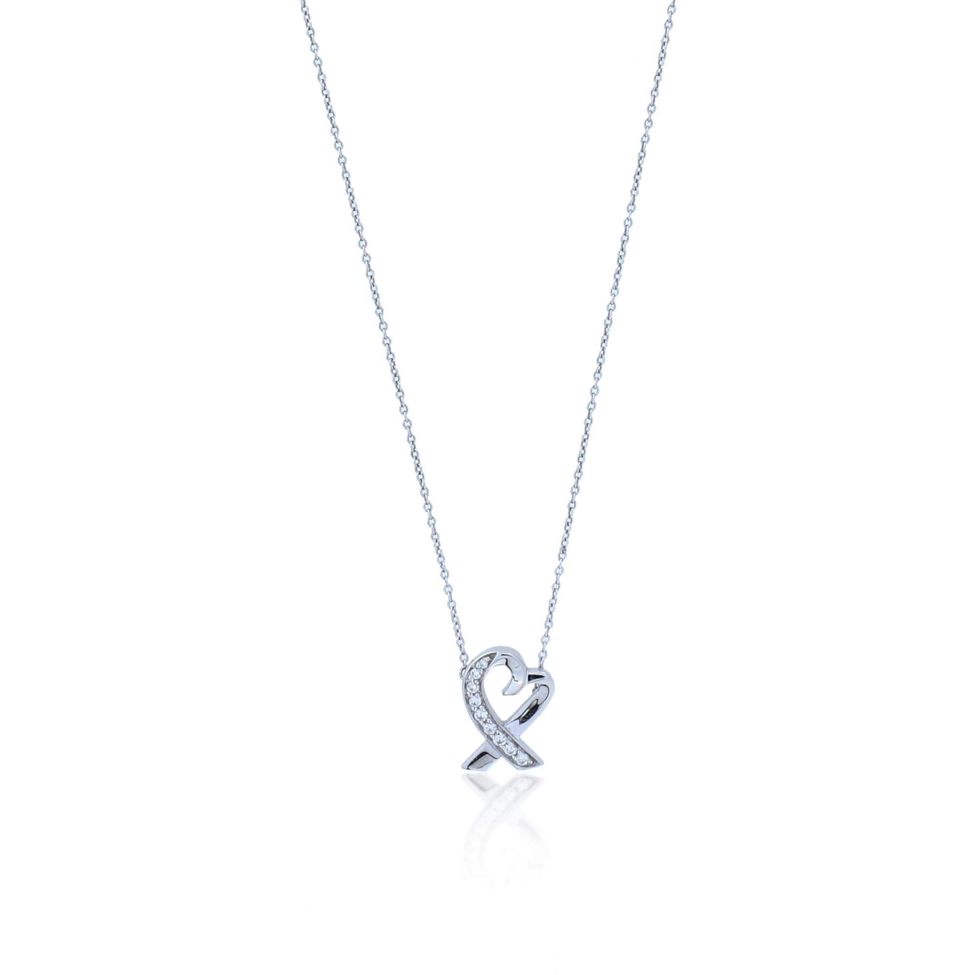 Tiffany & Co. Paloma Picasso 18K White Gold Natural Diamond Heart