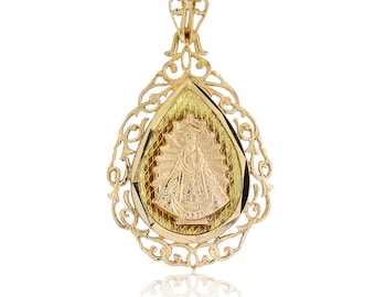 Vintage 18K Yellow and Rose Gold Blessed Mother of Argentina Pendant