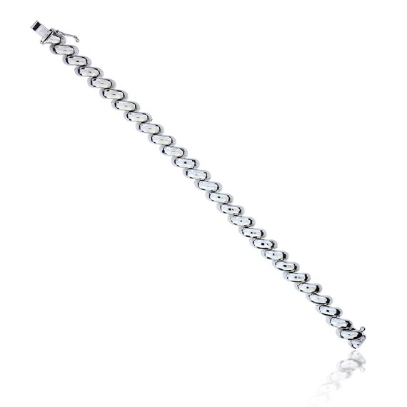 14K White Gold Faceted San Marco Bracelet Etsy