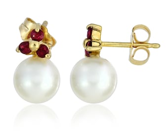Boucles D'oreilles Anciennes En Or Jaune 18 Carats Avec Grenats Rouges