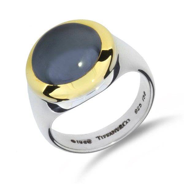 Tiffany & Co 1999 18K Yellow Gold, Sterling Silver Hematite Ring